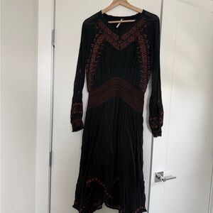 Red and black embroidered Free People dress
